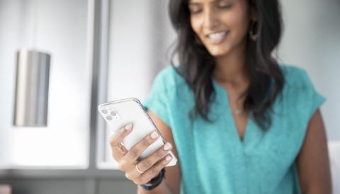 Woman looking at her phone